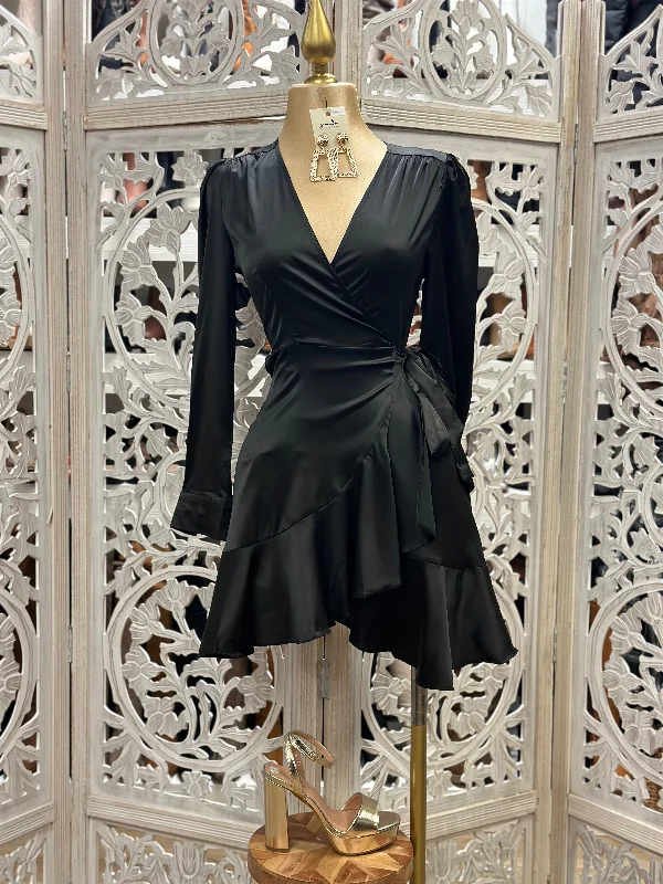 Black Silky Wrapped Dress