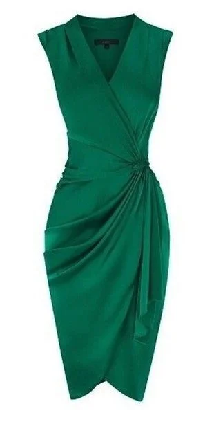 Green V Neck Wrap Short Homecoming Dress C1764