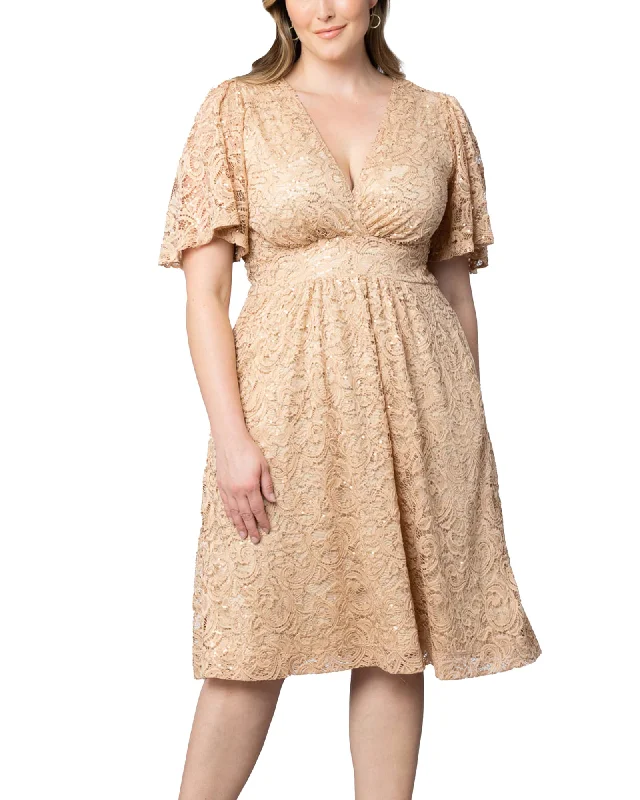 Starry Sequined Lace Cocktail Dress | CHAMPAGNE