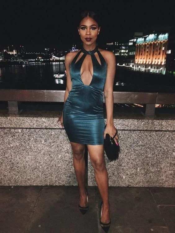 Halter Pencil Dress Homecoming Dresses C1095