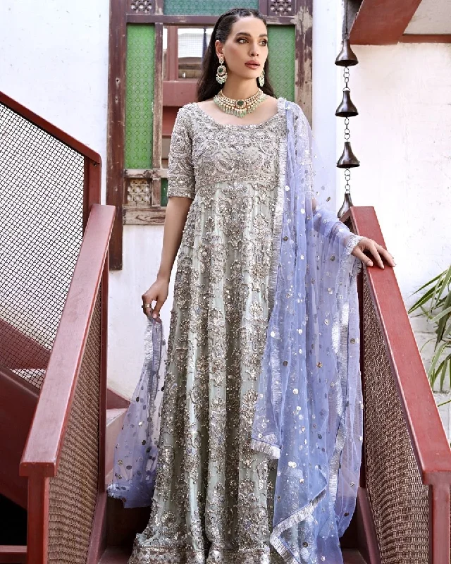 Embellished Pakistani Bridal Frock with Dupatta Dress