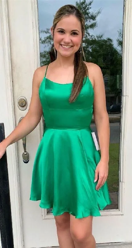 Strappy Short Green Homecoming Dress  C721