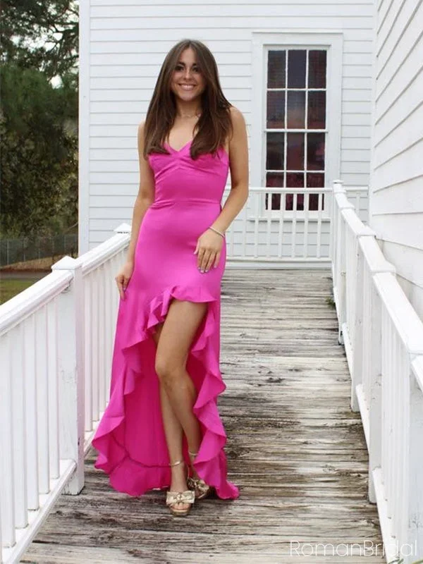 Sexy V-neck Sleeveless Mermaid Satin Ruffles Long Prom Dresses For Party Online, OL422 Sexy V-neck Sleeveless Mermaid Satin Ruffles Long Prom Dresses For Party Online, OL422