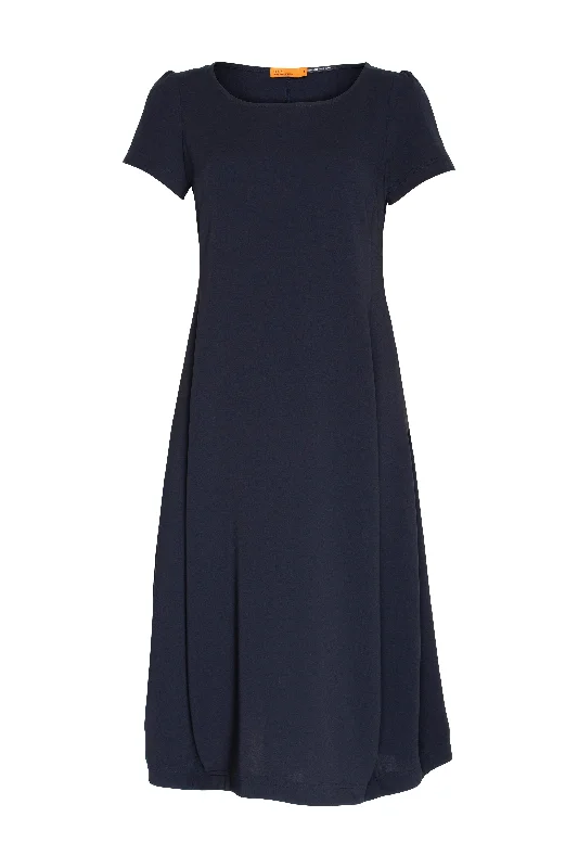 Short Sleeve Bell Panel Dress - Dark Navy 8617