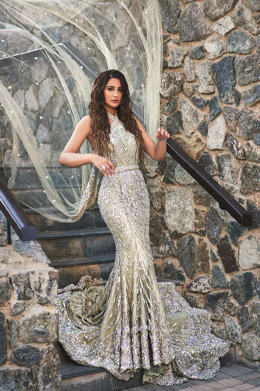 Elegant Pakistani Bridal Dress in Mermaid Gown Style