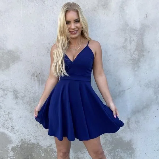Simple Royal Blue Homecoming Dresses,Spaghetti Straps V-neck Graduation Dresses C1137 Simple Royal Blue Homecoming Dresses,Spaghetti Straps V-neck Graduation Dresses C1137