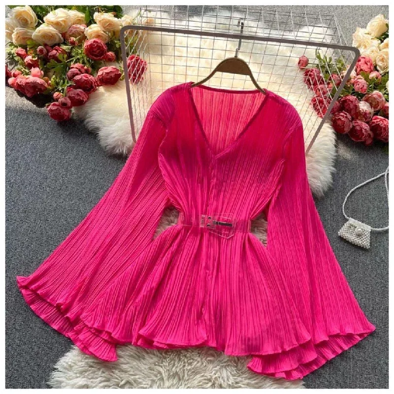 Helly Pleated Blouse Slim Fit Blouse
