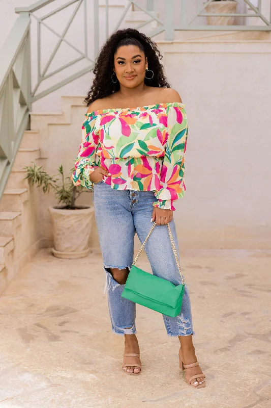 I Found Paradise Multi Off The Shoulder Printed Blouse FINAL SALE Floral Chiffon Blouse I Found Paradise Multi Off The Shoulder Printed Blouse FINAL SALE Floral Chiffon Blouse
