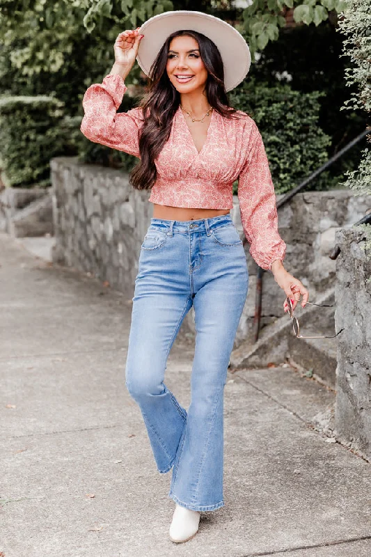 Never Saw It Coming Pink Printed Cropped Long Sleeve Blouse FINAL SALE Floral Chiffon Blouse Never Saw It Coming Pink Printed Cropped Long Sleeve Blouse FINAL SALE Floral Chiffon Blouse