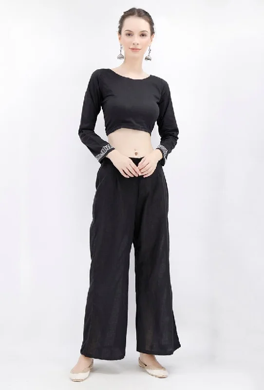 Black Rabari Padded Backless Threaded Blouse Versatile Layering Blouse
