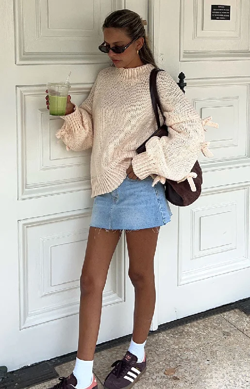 Short and Sweet Cream Knit Jumper Cashmere Blend Cotton Blend Poly Blend
