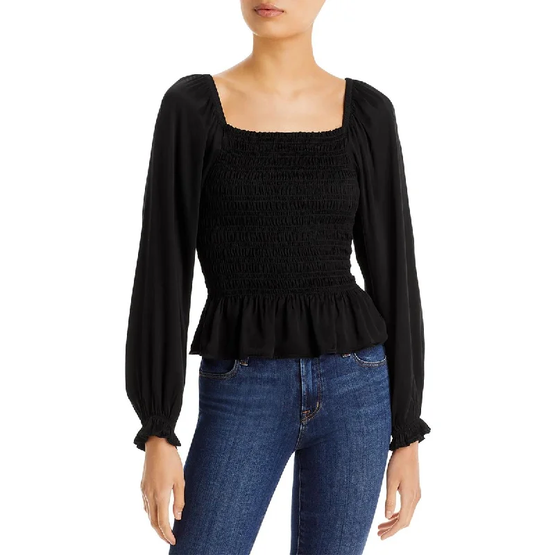 Bella Dahl Womens Ruched Hi Low Blouse Office Formal Blouse