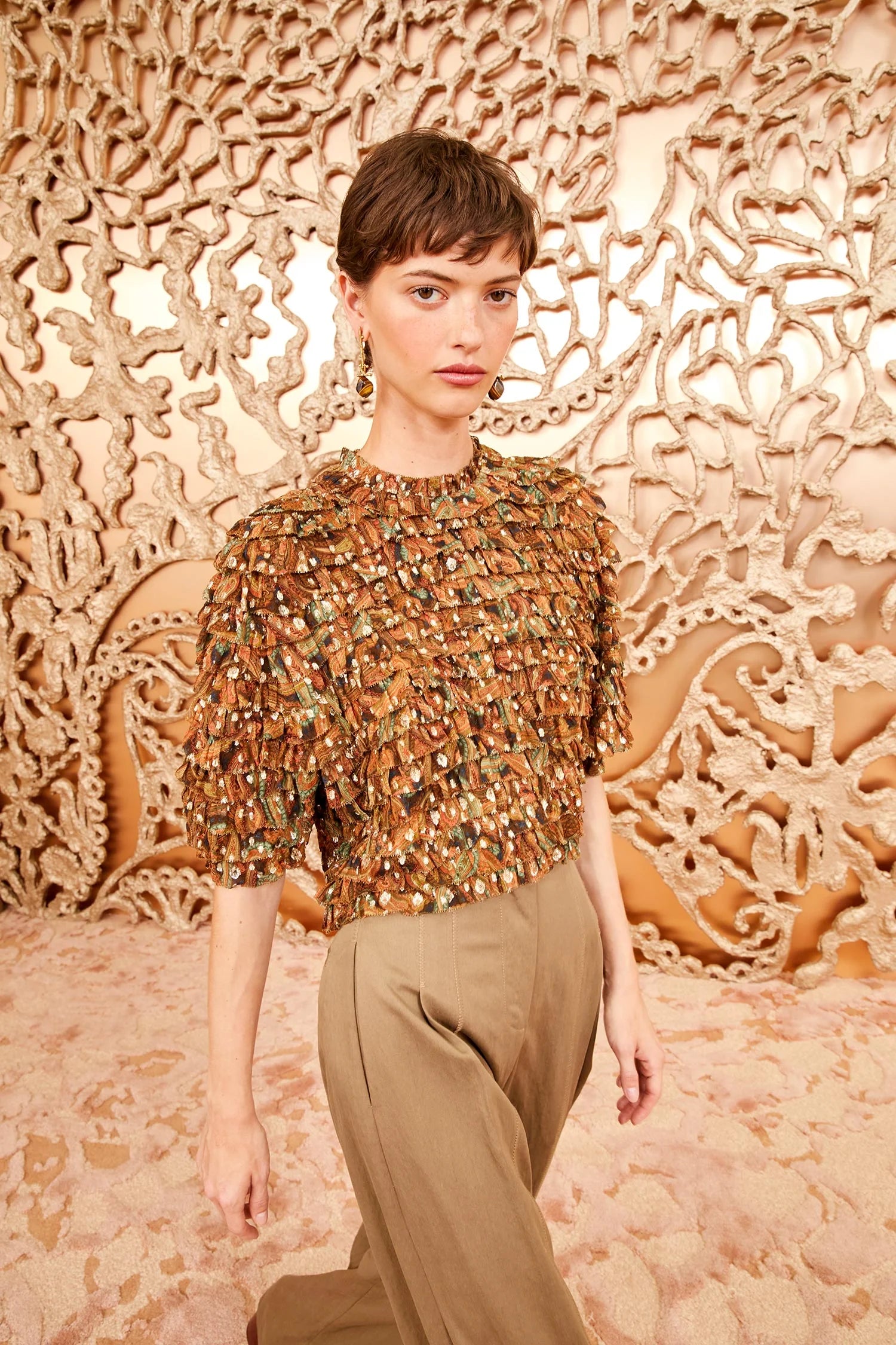 Carmella Blouse - Tiger's Eye Smart Casual Blouse