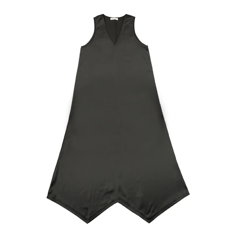 Coco Blanc Black Silk Maxi Jumper Satin Blend Silk Blend Wool Blend