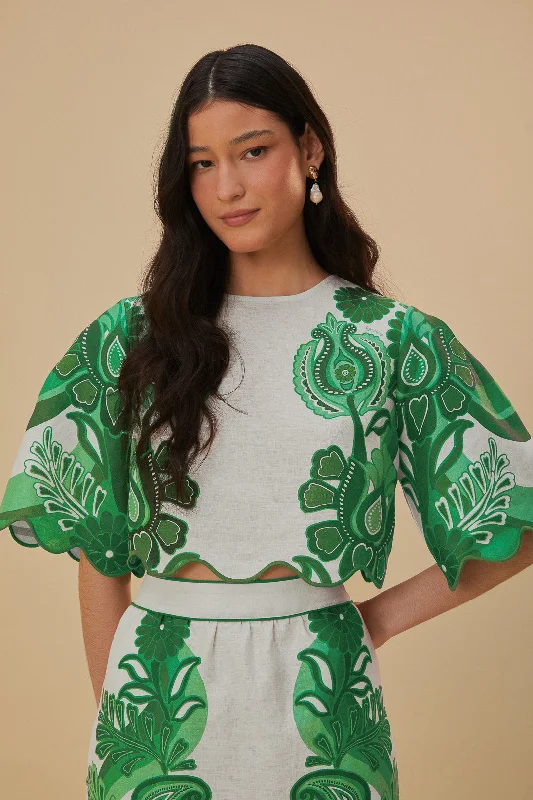 Green Color Festival Euroflax™ Blouse Stretchy Fitted Blouse