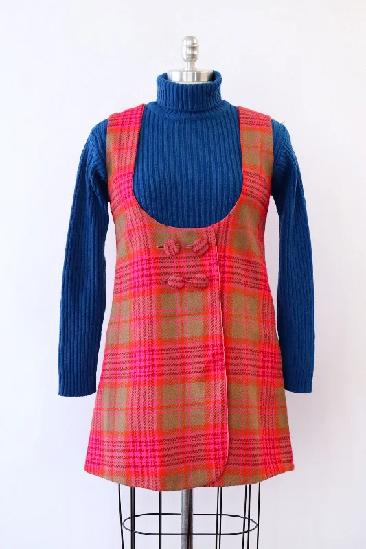 Electric Pink Plaid Mini Jumper M Sweater Knitwear Pullover
