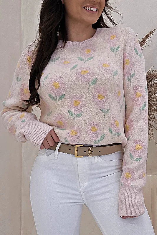 Emma Soft Floral Jumper | Light Pink Fleece Fabric Down Fabric Feather Fabric