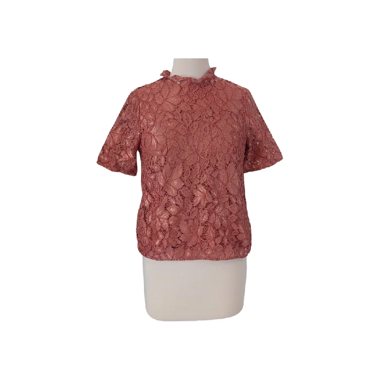 H&M Peach Bronze Lace Blouse | Gently Used | Versatile Layering Blouse