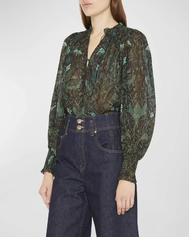 Ida Blouse - Rainforest Oversized Silk Blouse