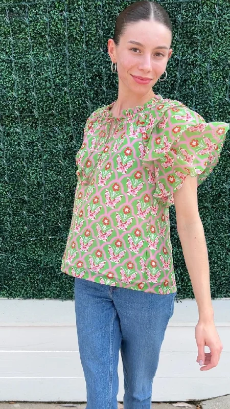 Butterfly Bliss Blouse Embroidered Cotton Blouse