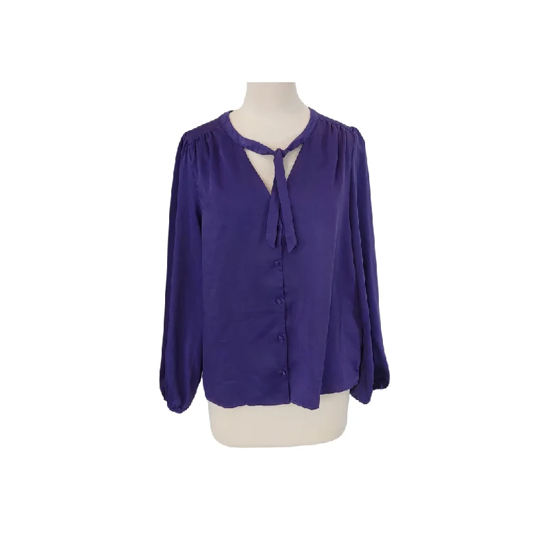 KIABI Purple Satin Neck-tie Blouse | Brand New | Casual Relaxed Blouse