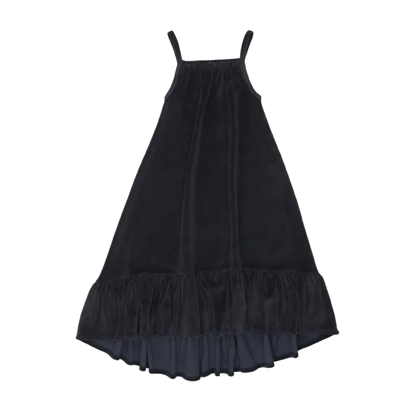 Kin + Kin Navy Tiered Velour Jumper (K124) Houndstooth Herringbone Solid