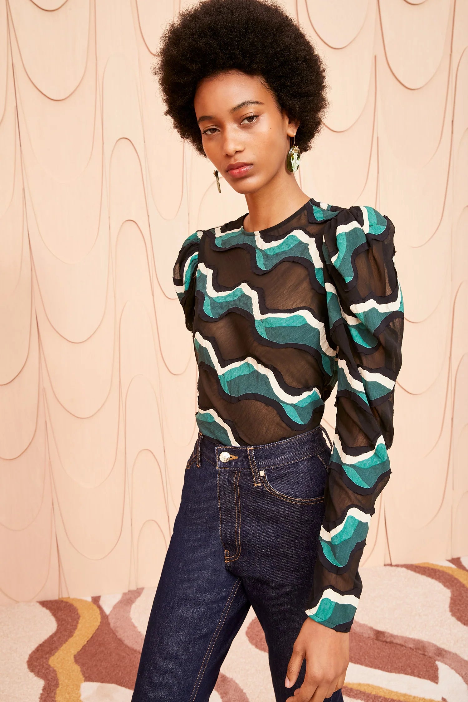 Leyla Blouse - Sea Sapphire Silky Draped Blouse