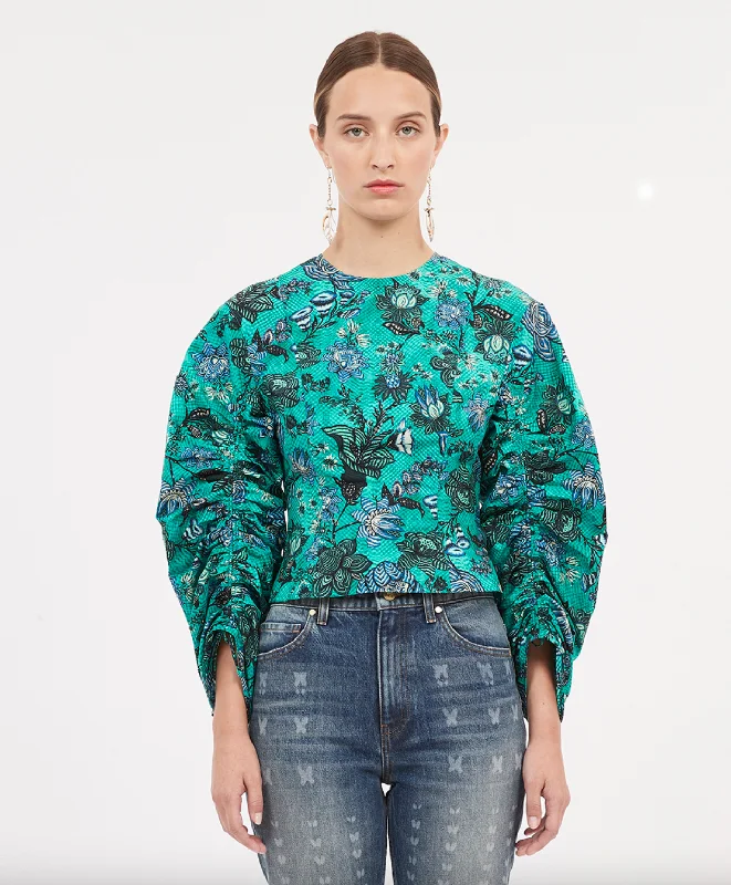 Lorna Blouse - Jade Delicate Pleat Blouse