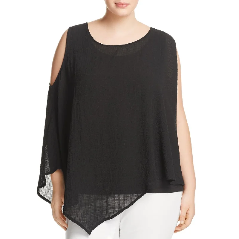 Love Scarlett Womens Plus Layered Asymmetric Blouse Elegant Embroidery Blouse