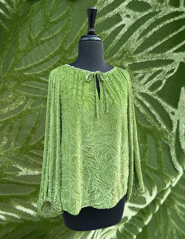 Burnout Leaves Blouse Short Sleeve Blouse