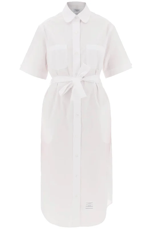 midi blouse with belt FDSE50A 03113 WHITE Casual Stripe Blouse