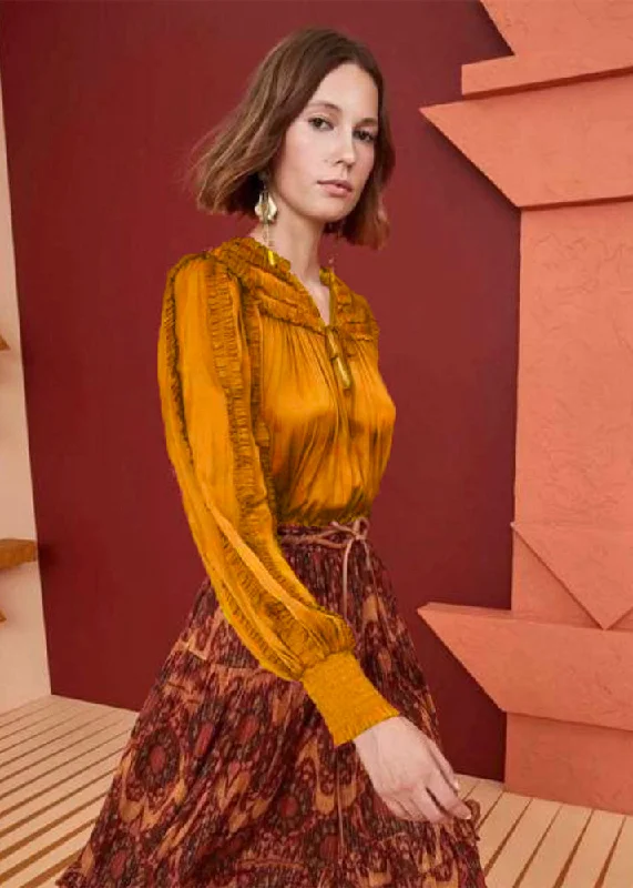Mila Blouse - Goldenrod Wrap Front Blouse