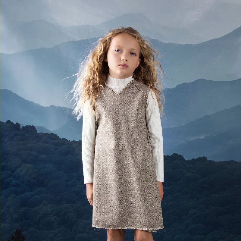 Noma Beige Tweed Jumper With Raw Edging (NDR730) Lace Blend Ribbed Blend Corduroy Blend
