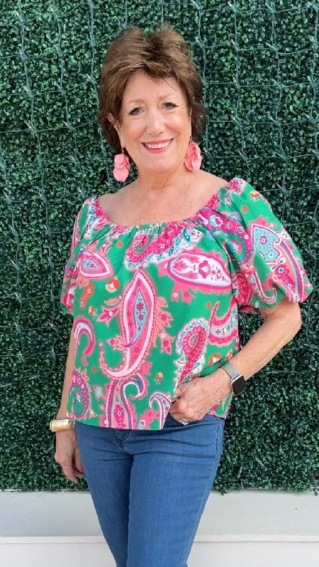 Pink Paisley Blouse Peter Pan Collar Blouse