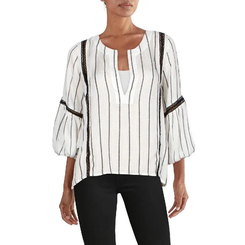 Sancia Womens Sigrid Striped V-Neck Blouse High Neck Blouse