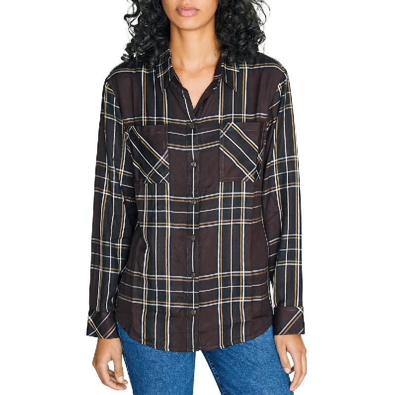 Sanctuary Womens New Generation Plaid Boyfriend Blouse Lightweight Tunic Blouse