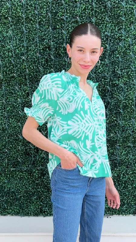 Mint Breeze Blouse Balloon Sleeve Blouse