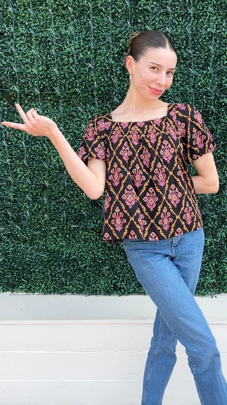 Ethnic Embroidered Blouse Cotton Casual Blouse
