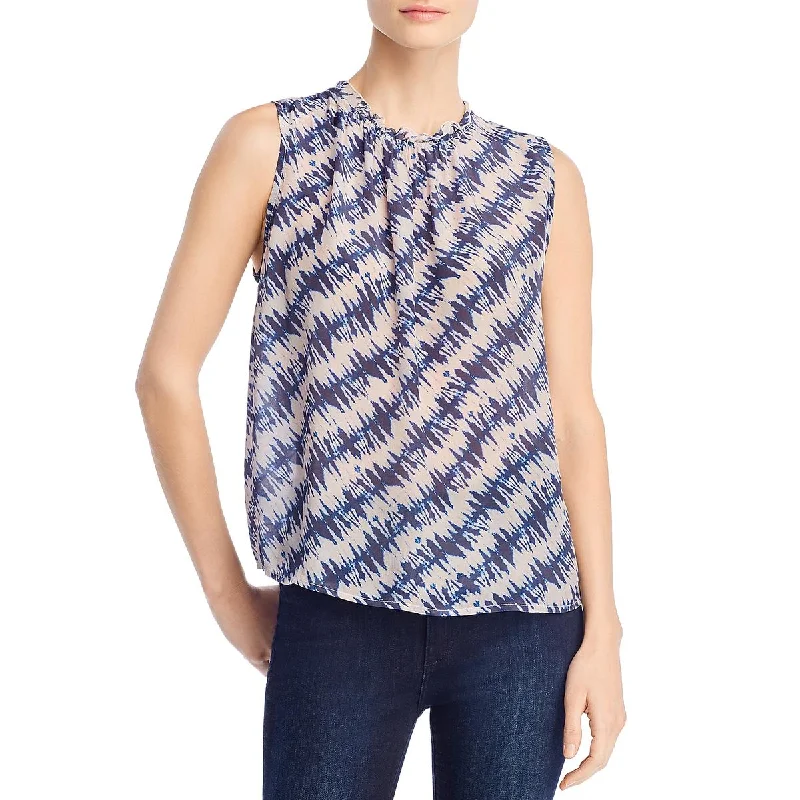 VELVET BY GRAHAM & SPENCER Womens Tie Dye Sheer Blouse Floral Chiffon Blouse