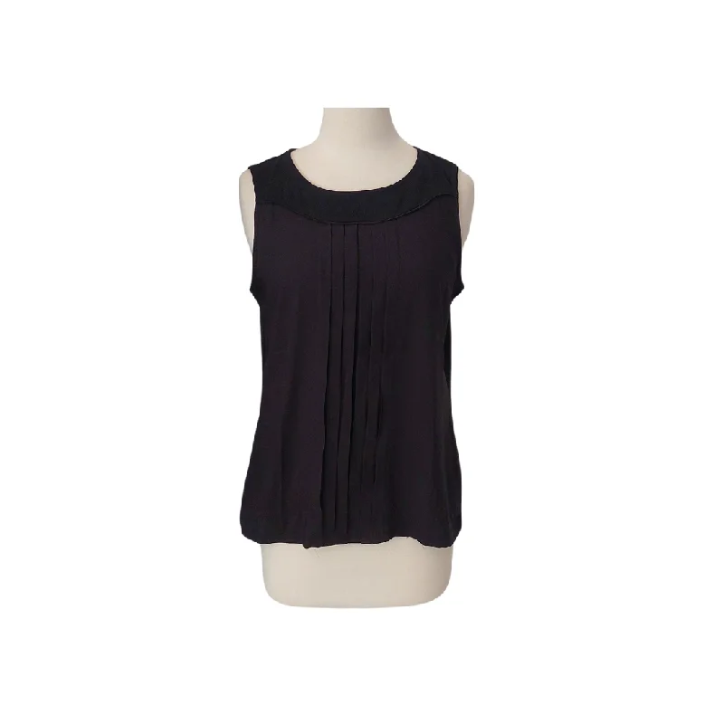 Ann Taylor Black Pleated Sleeveless Blouse | Gently Used | Elegant Silk Blouse