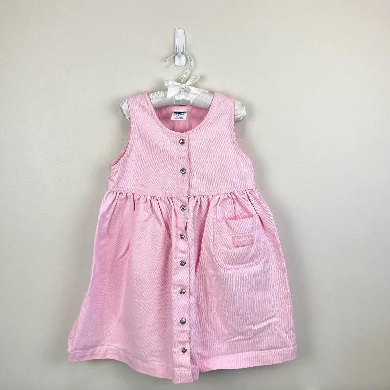 Vintage OshKosh B'gosh Pink Denim Jumper 5T Spandex Blend Rayon Blend Denim Blend