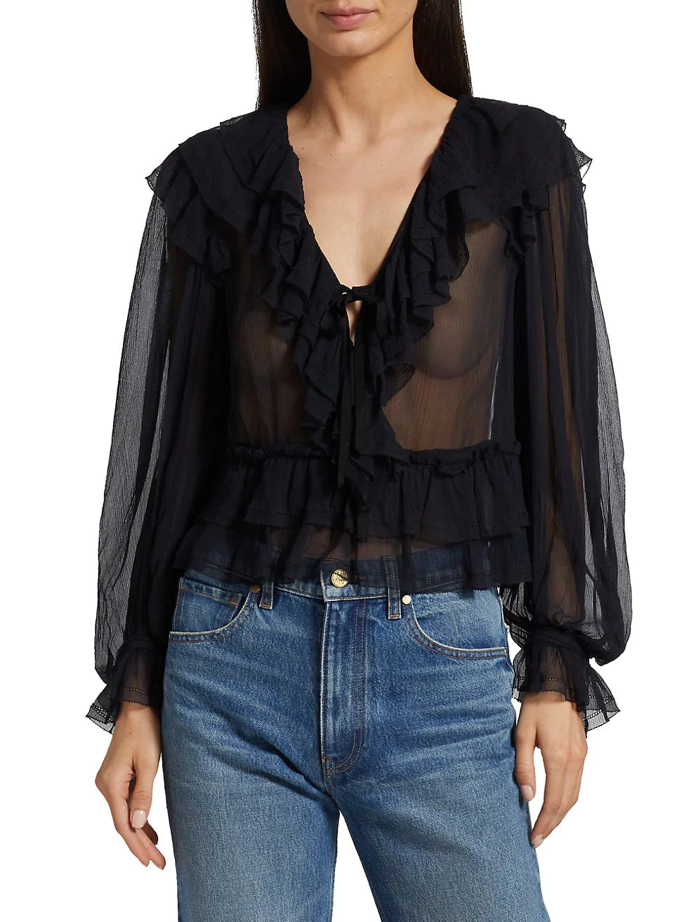Vivian Blouse - Midnight Chic Square Blouse