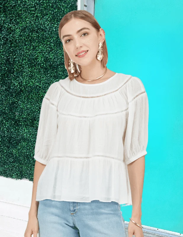 Curved Yoke Blouse Office Formal Blouse