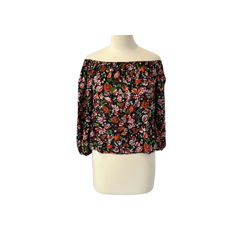 ZARA Black Floral Printed Off-shoulder Blouse | Gently Used | Sleeveless Chiffon Blouse