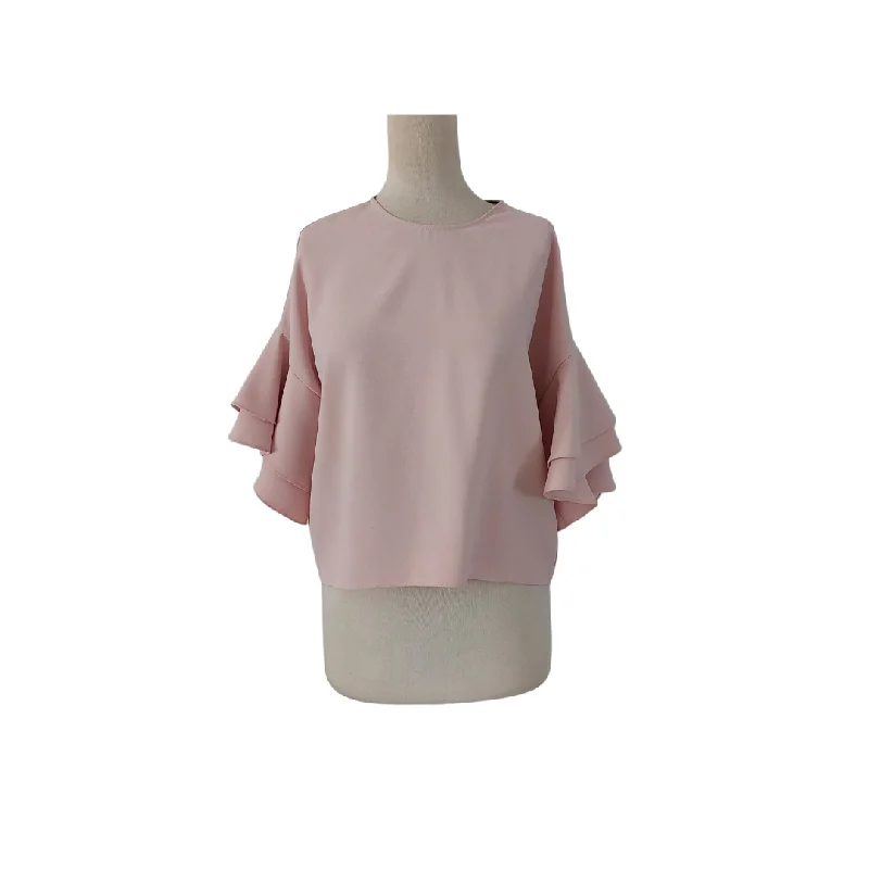 ZARA Light Pink Butterfly Sleeves Blouse | Pre Loved | Floral Chiffon Blouse