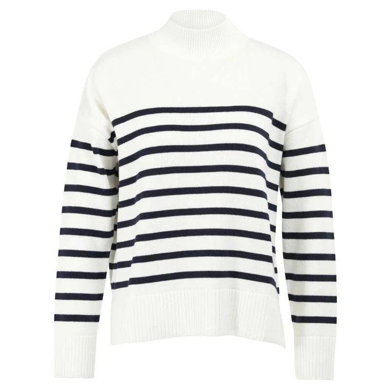 Barbour Pearl Ladies Knit Jumper - Ecru Stripe Neon Metallic Matte