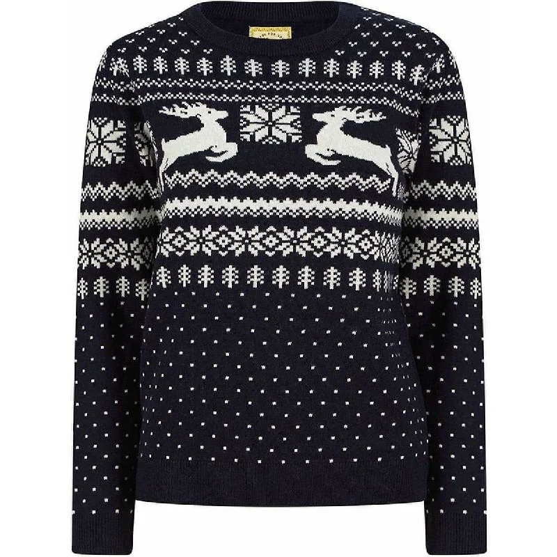 Christmas Lapland Nordic Fairisle Womens Christmas Jumper - Navy Plaid Sweater Polka Dot Checkered Christmas Lapland Nordic Fairisle Womens Christmas Jumper - Navy Plaid Sweater Polka Dot Checkered