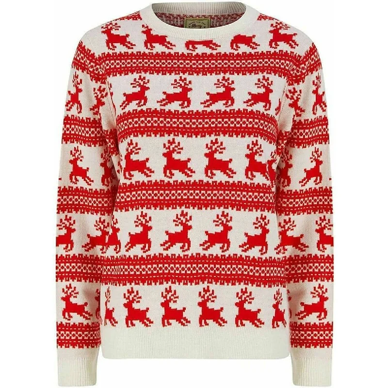 Christmas Leaping Reindeer Print Womens Christmas Jumper Hooded Sweater Collared Sweater Shawl Collar Christmas Leaping Reindeer Print Womens Christmas Jumper Hooded Sweater Collared Sweater Shawl Collar