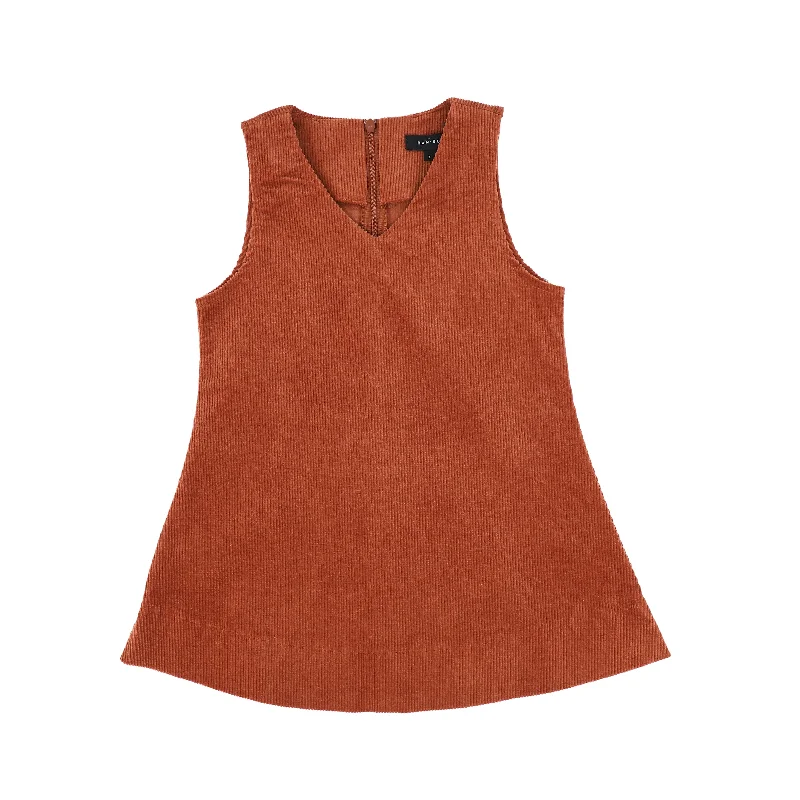 Corduroy swing rust v-neck jumper by Bamboo Cashmere Blend Cotton Blend Poly Blend