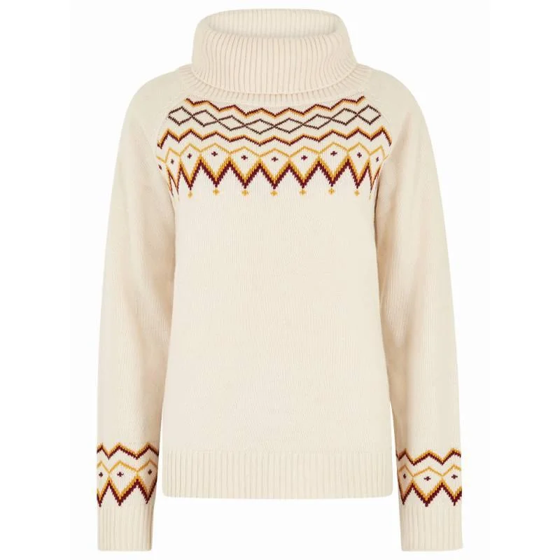 Dubarry Riverstown Ladies Fair Isle Polo Neck Jumper - Chalk Chenille Brocade Lace